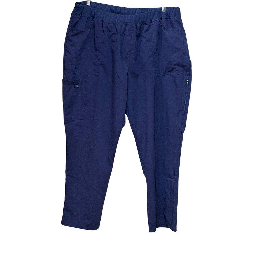 Dickies Scrub Pants Navy Blue Elastic Waist Cargo Pockets DK135 Womens 3XL